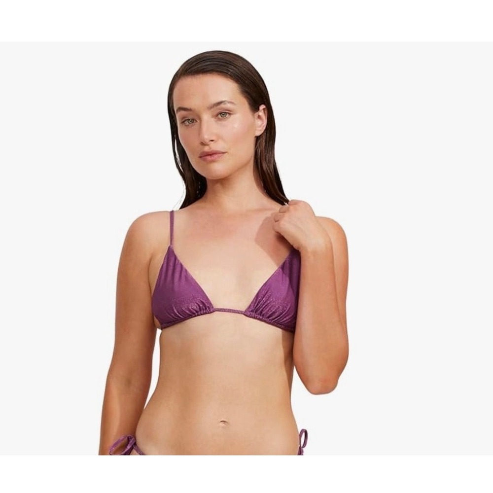 Gottex Luna Purple Shimmer Triangle Bikini Top NWT Size 6 25HEB42
